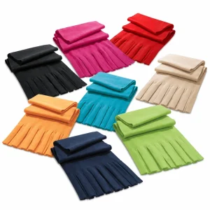 Bufanda polar con flecos roja,verde,azul,naranja,calypso,celeste,negra,amarilla,roja,rosada,
