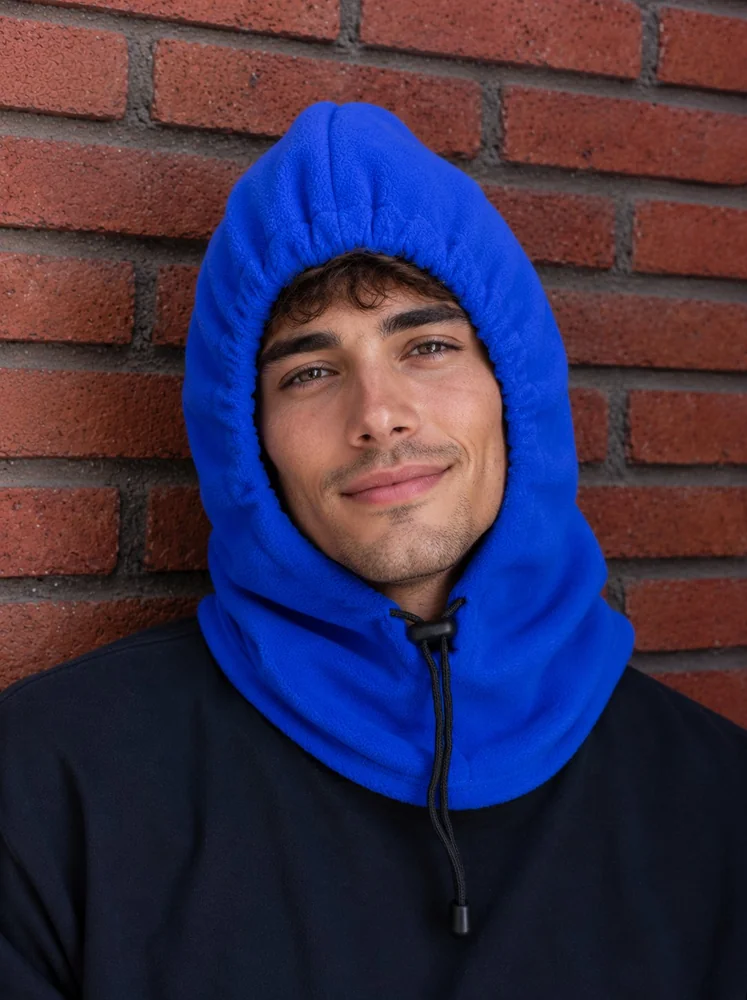 gorro polar con capúcha para hombre ajustable color azul