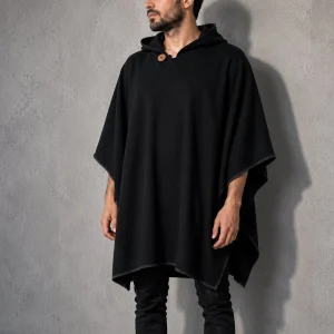 Poncho de polar negro para hombre VXM