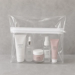 cosmetiquero transparente con cierre blanco personalizado por mayor VXM