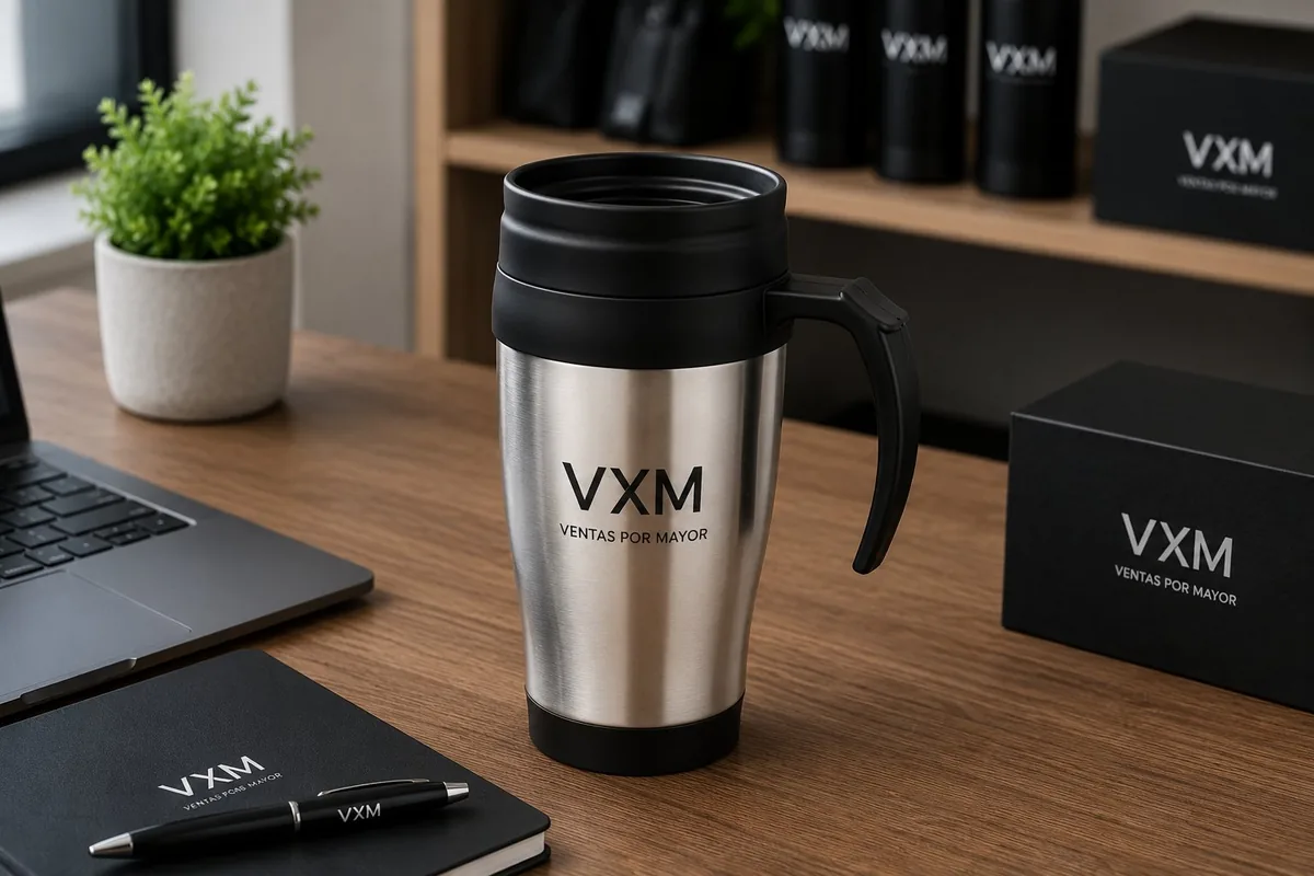 Mugs personalizados VXM térmico de acero con logo para empresas