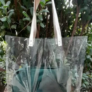 tote bag transparente de PVC con asas de cinta personalizada por mayor VXM