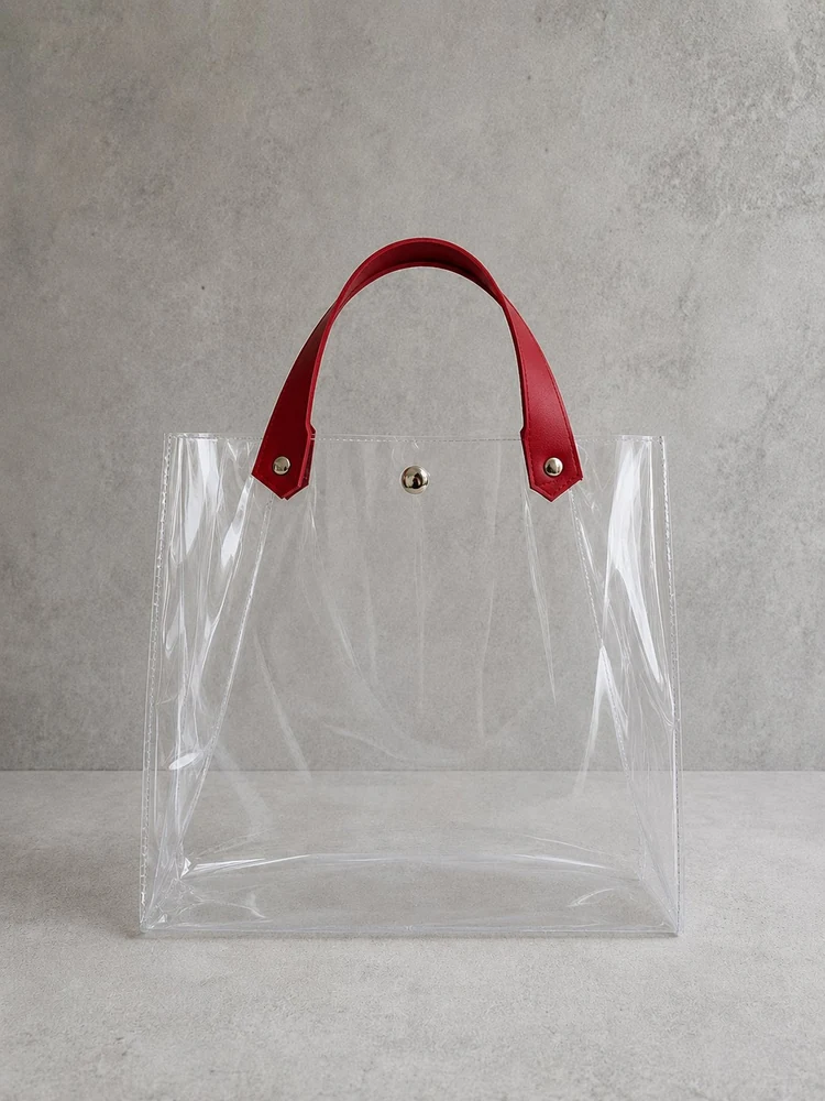 Bolsa transparente con asas de símil cuero - Imagen 2