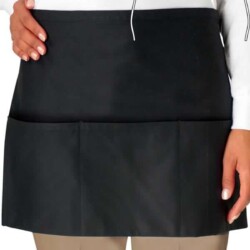 mandil negro con tres bolsillos,
Disponible en mas de 20 colores Mandil corto